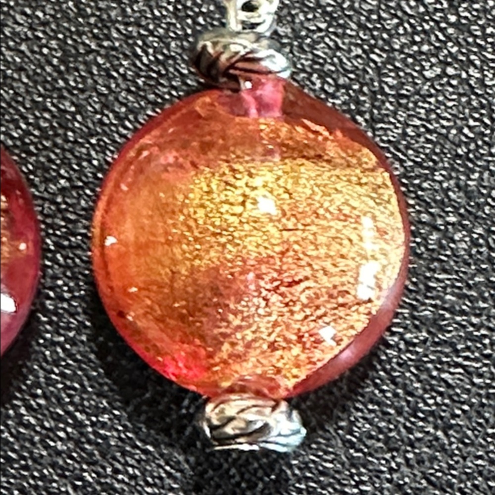 Murano Glass Silver Tone Drop Wire Back Earrings - Picture 5 of 13
